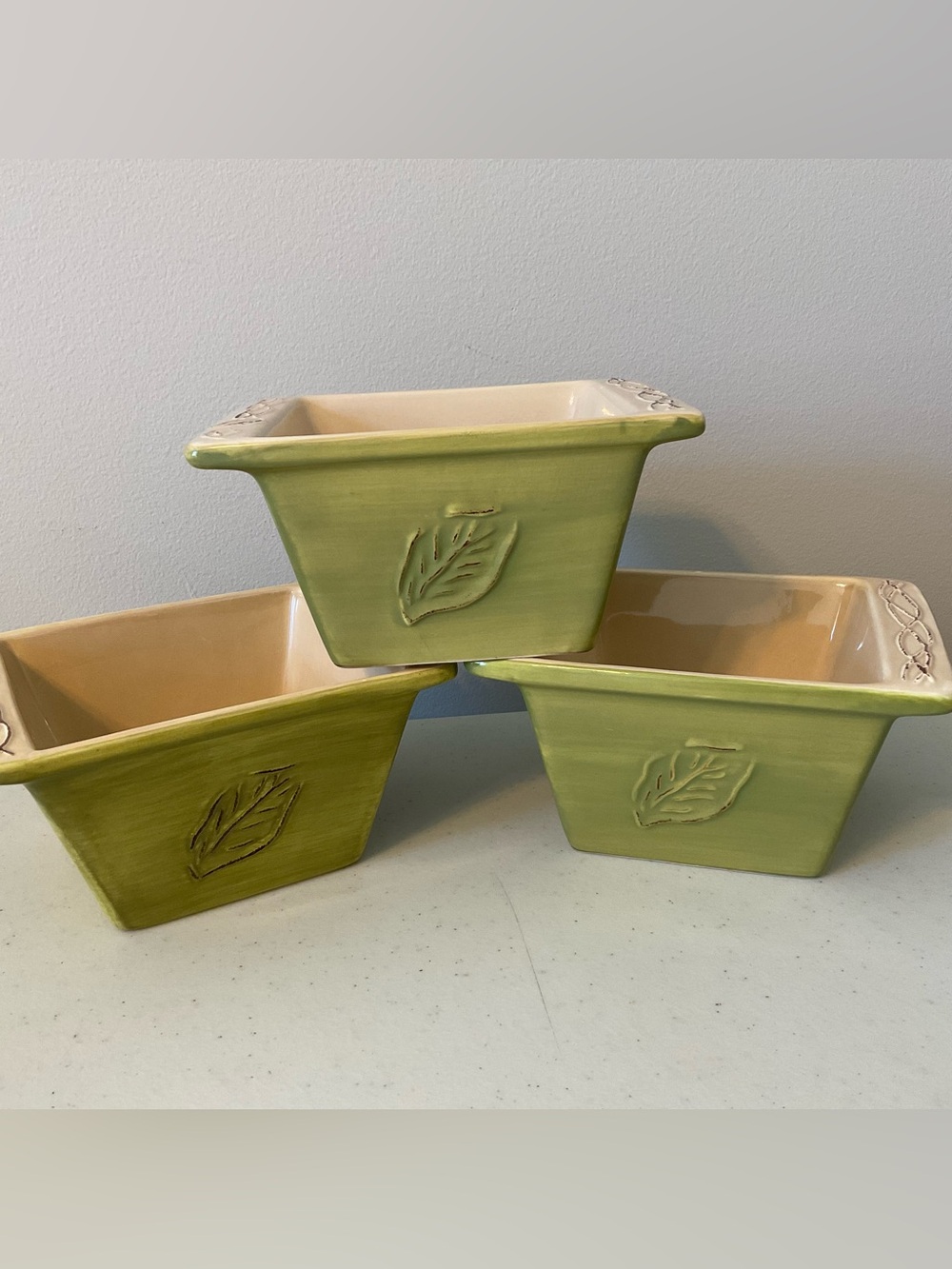 TASTEFULLY SIMPLE Sage Green and Tan Ceramic Crock/Baking Dish